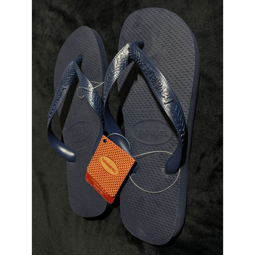 Havaianas Flip Flops Sandals Dark Navy Blue US 7/8 NWT NEW - Picture 2 of 4